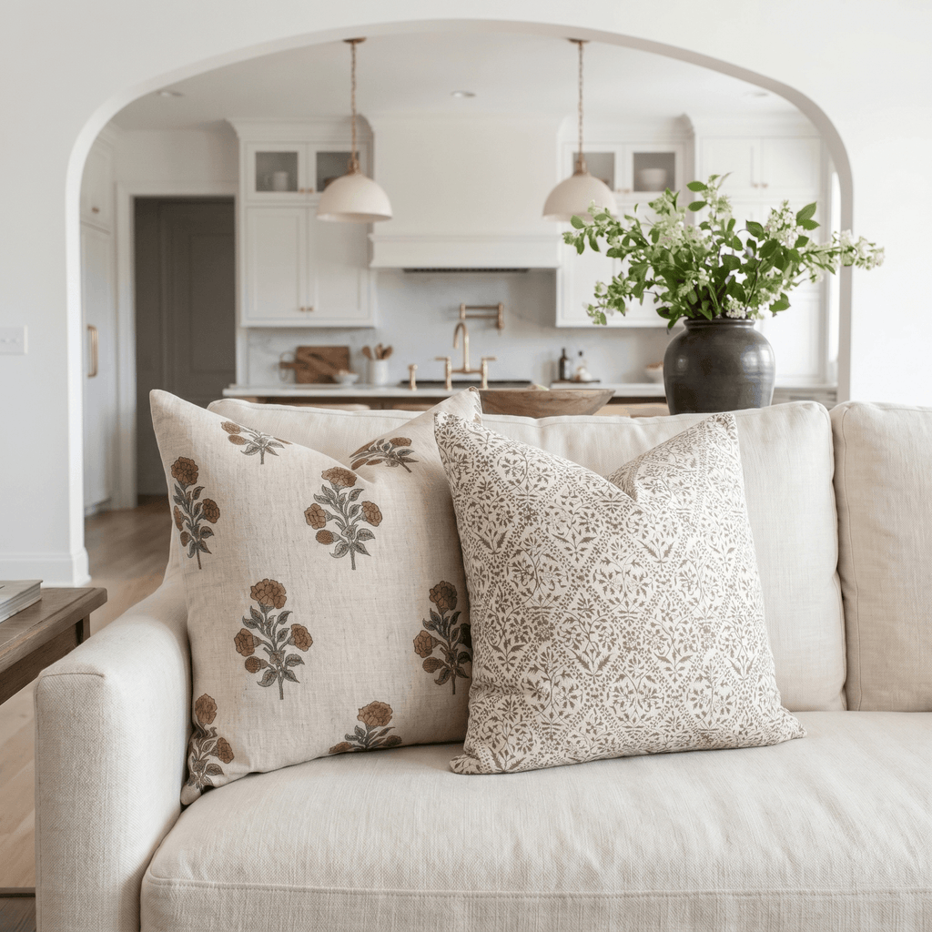 Mariella Handcrafted Floral Pillow Cover Mustard Atelier