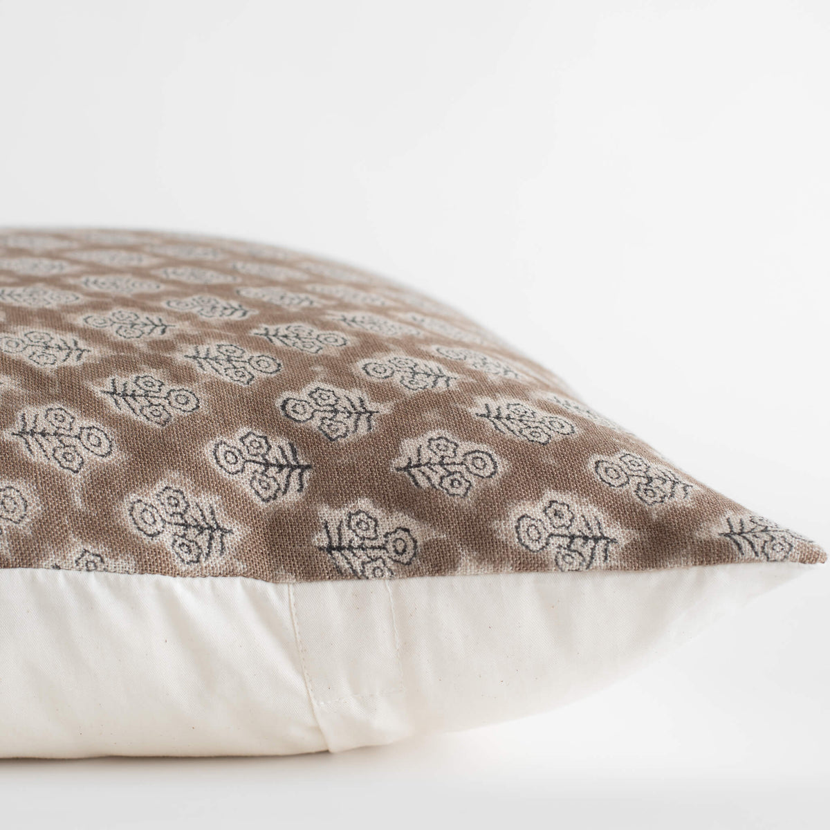 Liora Artisan Floral Block Printed Lumbar Pillow Cover Clay