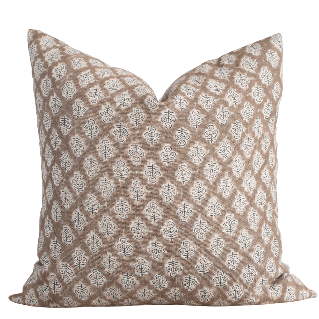 Liora Atelier Floral Block Print Pillow Cover Brown