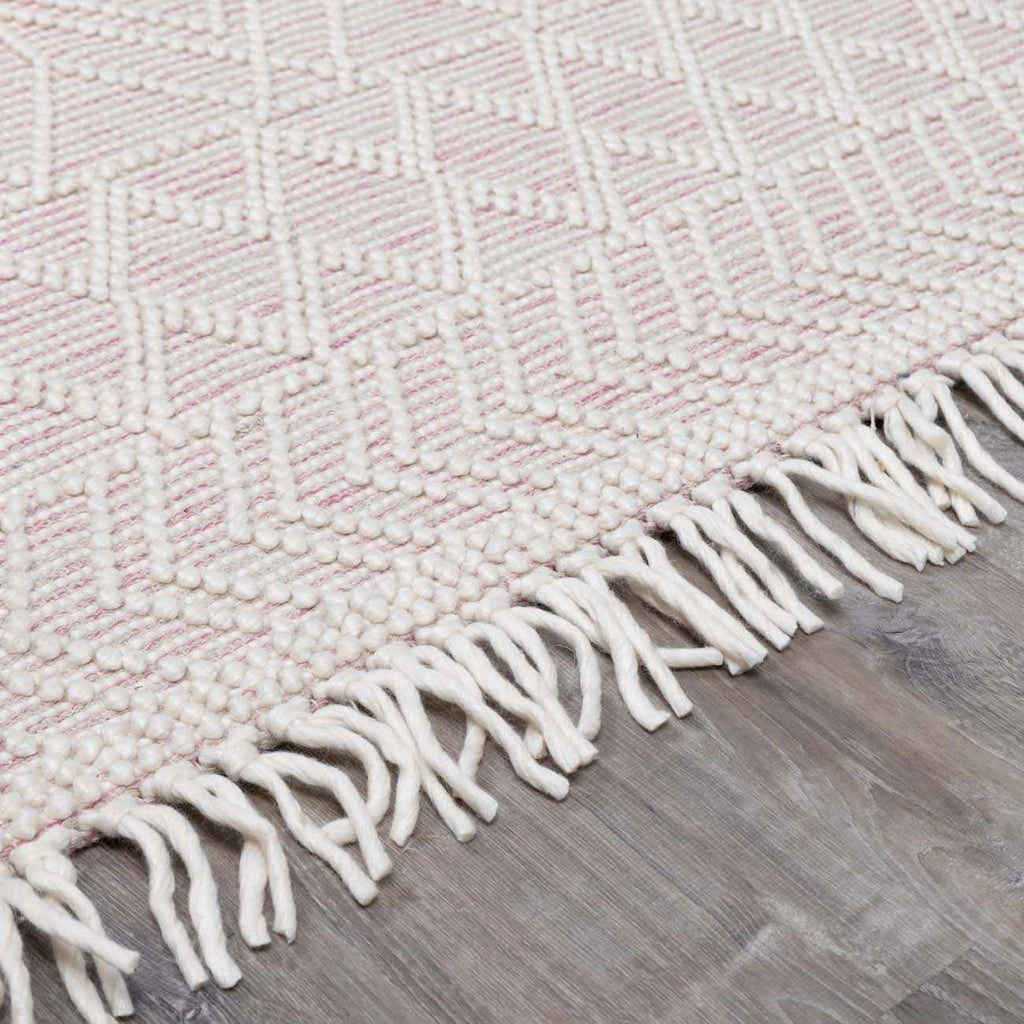 Ramsbury Soft Pink Wool Trellis Handwoven Plush Area Rug