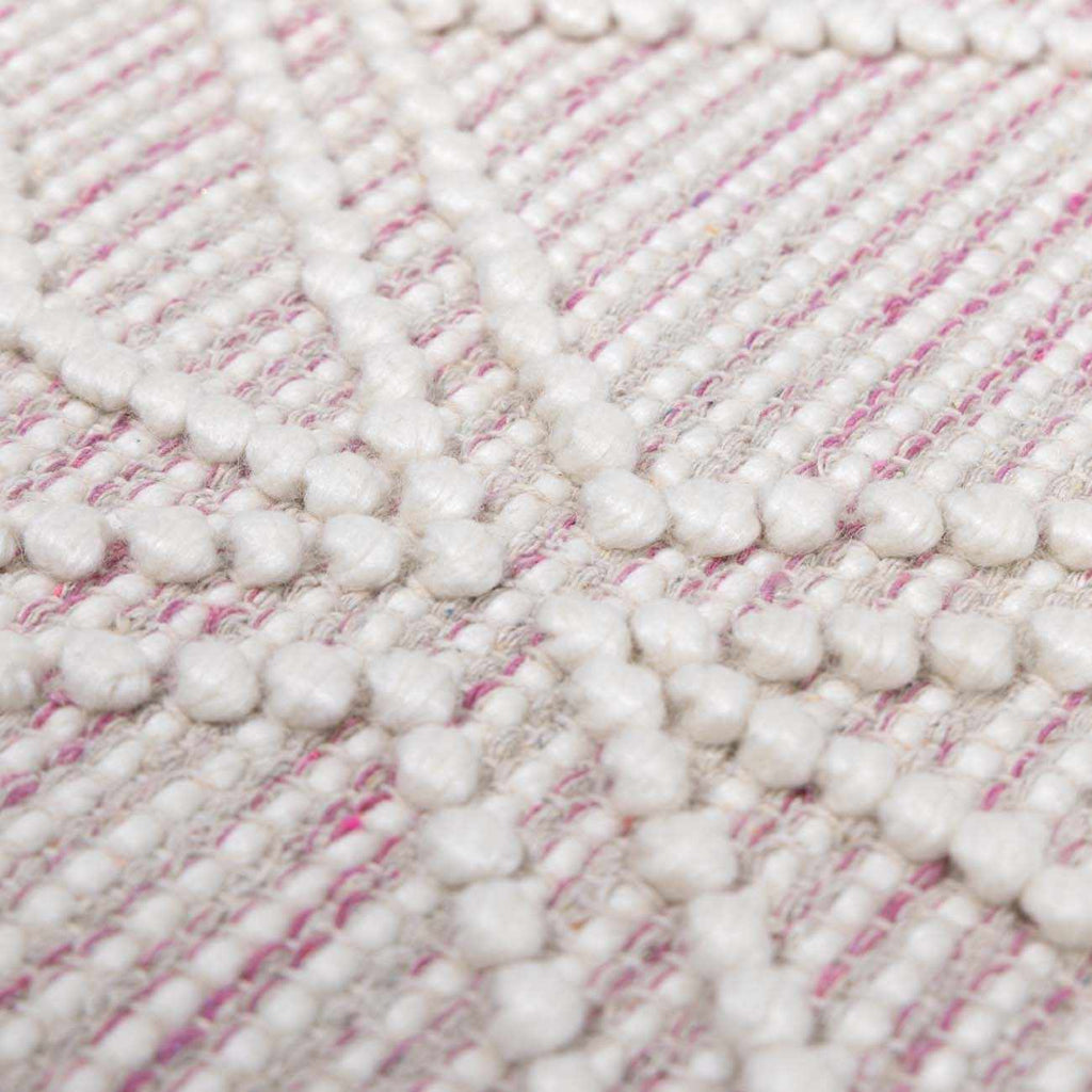 Ramsbury Soft Pink Wool Trellis Handwoven Plush Area Rug