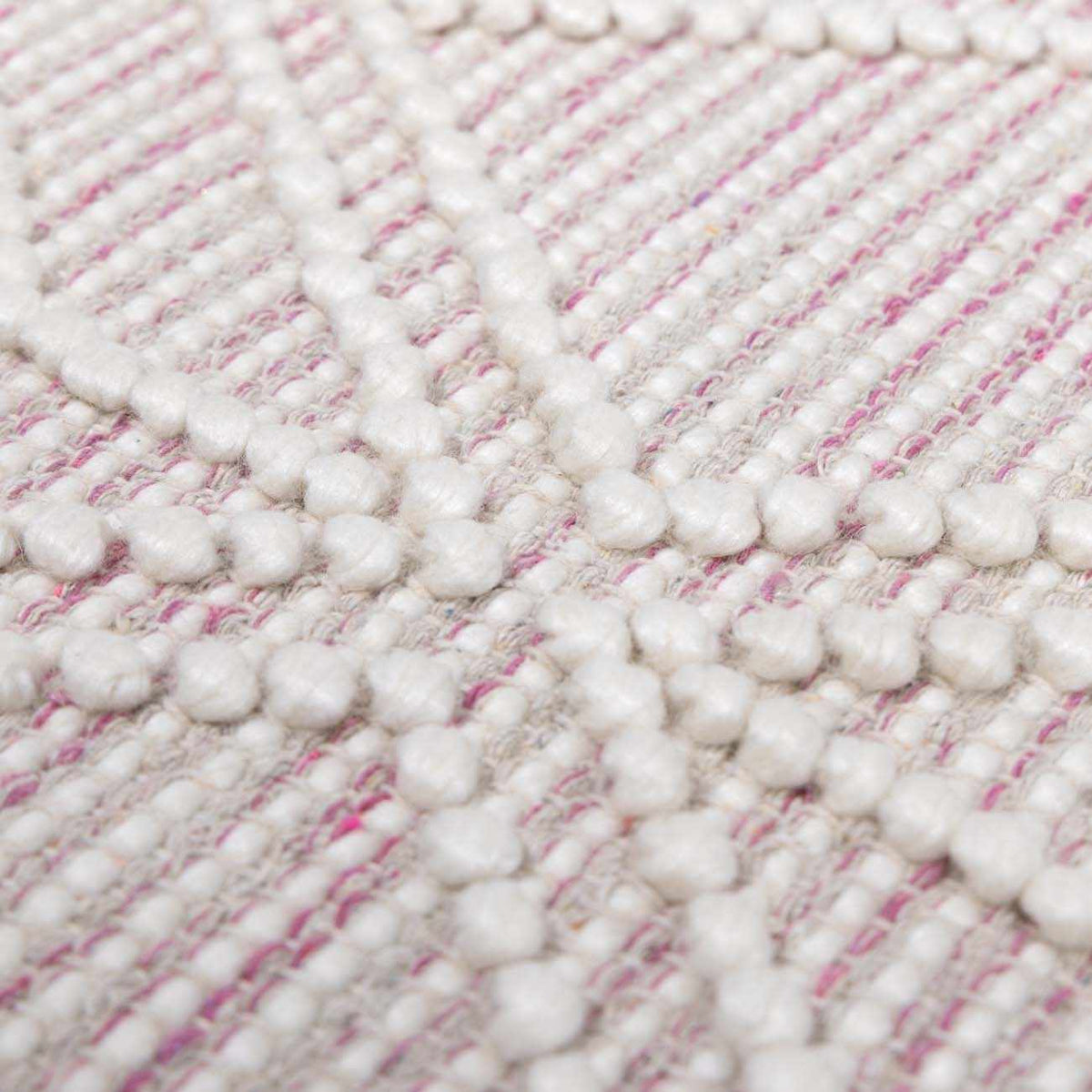 Ramsbury Soft Pink Wool Trellis Handwoven Plush Area Rug