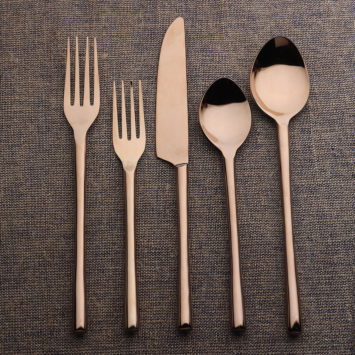 Camellia PVD Flatware 5 Piece Set Handcrafted 18/8 Stainless Steel