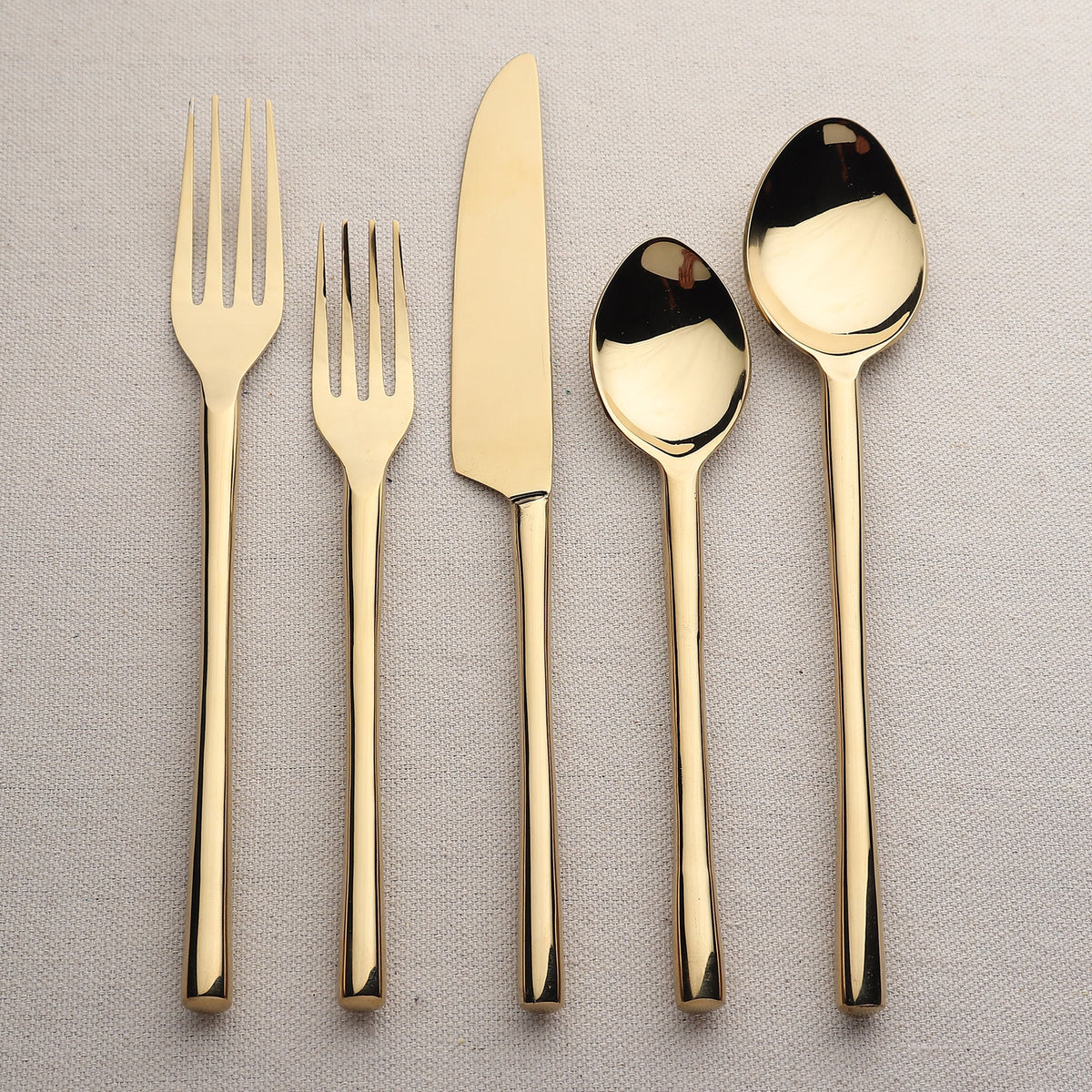 Camellia PVD Flatware 5 Piece Set Handcrafted 18/8 Stainless Steel