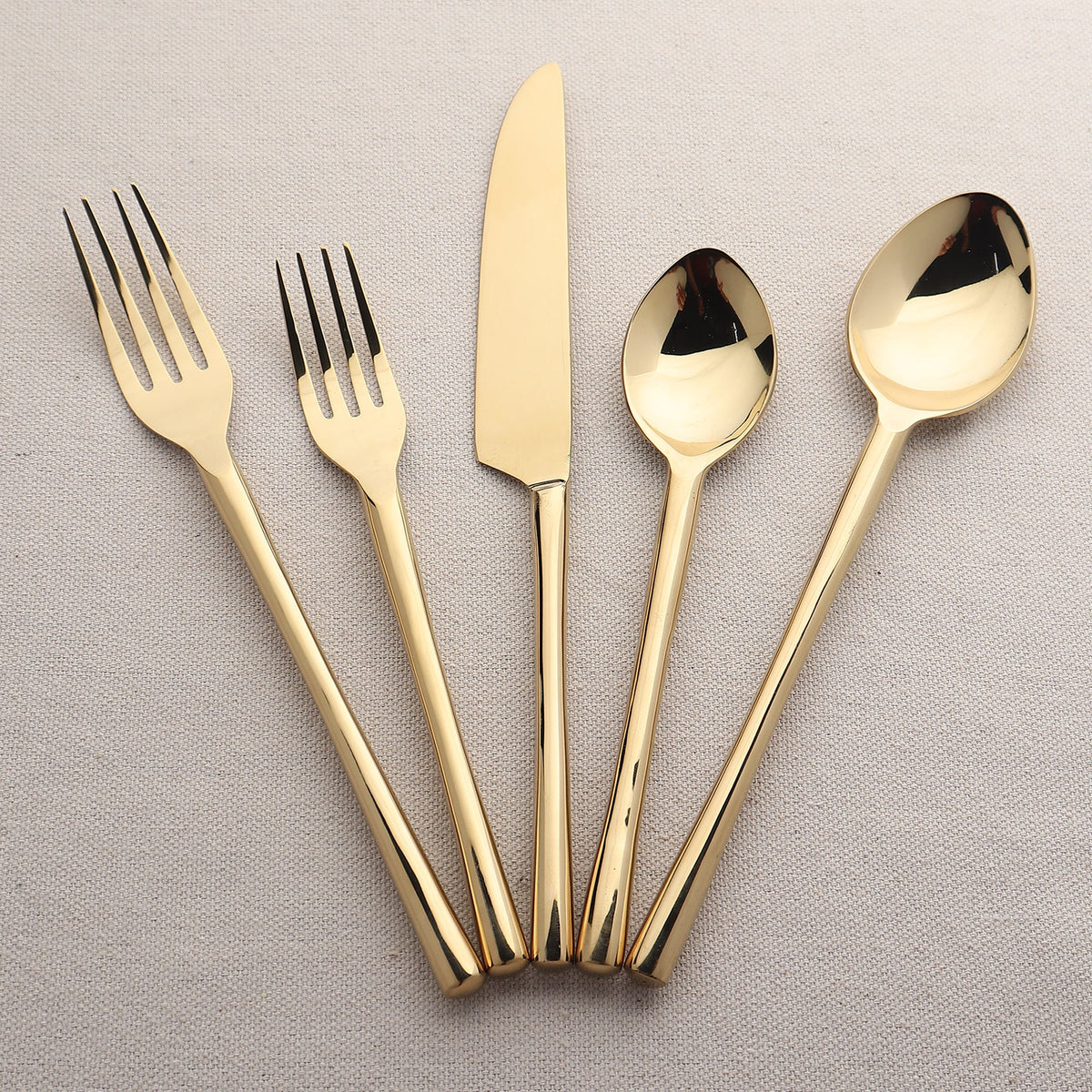 Camellia PVD Flatware 5 Piece Set Handcrafted 18/8 Stainless Steel