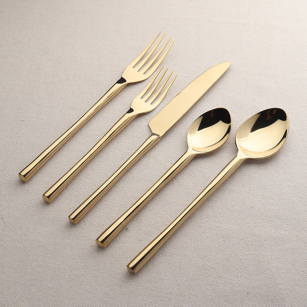 Camellia PVD Flatware 5 Piece Set Handcrafted 18/8 Stainless Steel