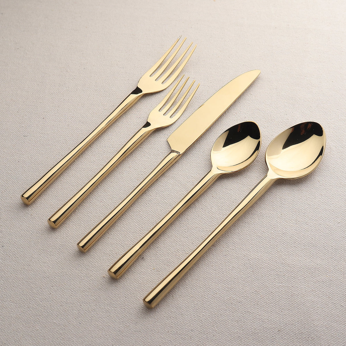Camellia PVD Flatware 5 Piece Set Handcrafted 18/8 Stainless Steel