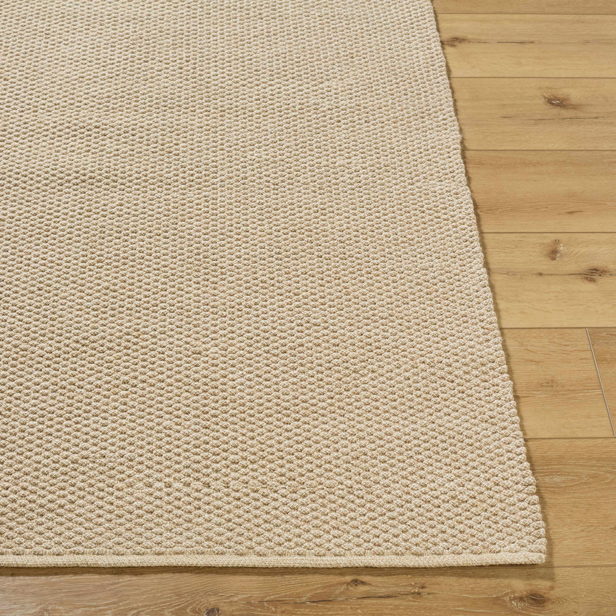 Cezary Hand Woven Jute Cotton Blend Rug Warm Beige