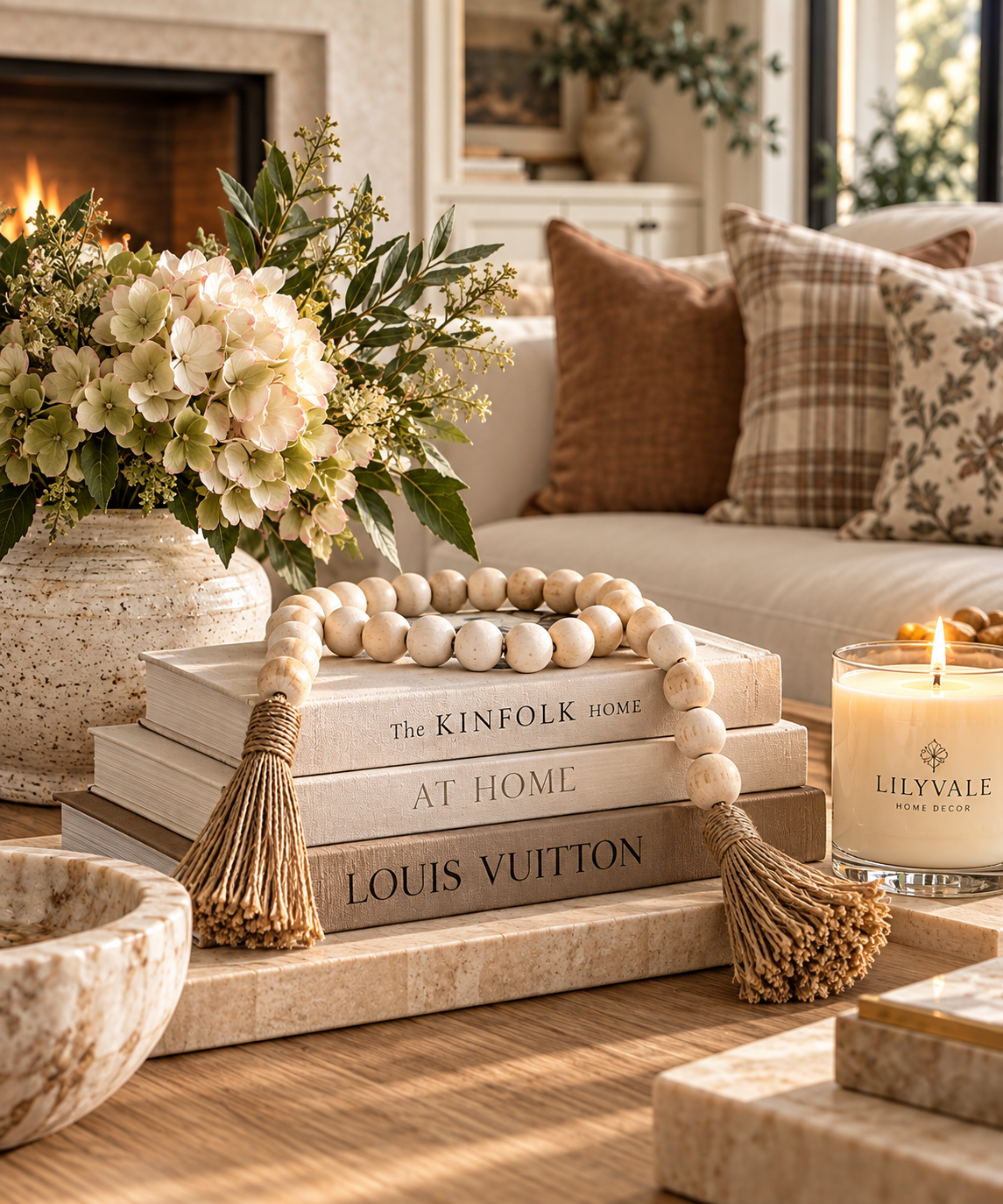 Handwoven Wooden Bead Tassel Tabletop Accent Decor
