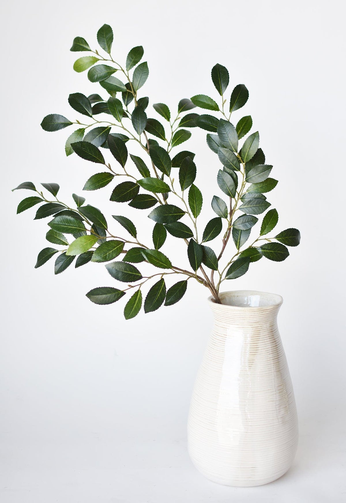 26 Inch Thick Glossy Faux Ruscus Leaf Stem Elegant Greenery