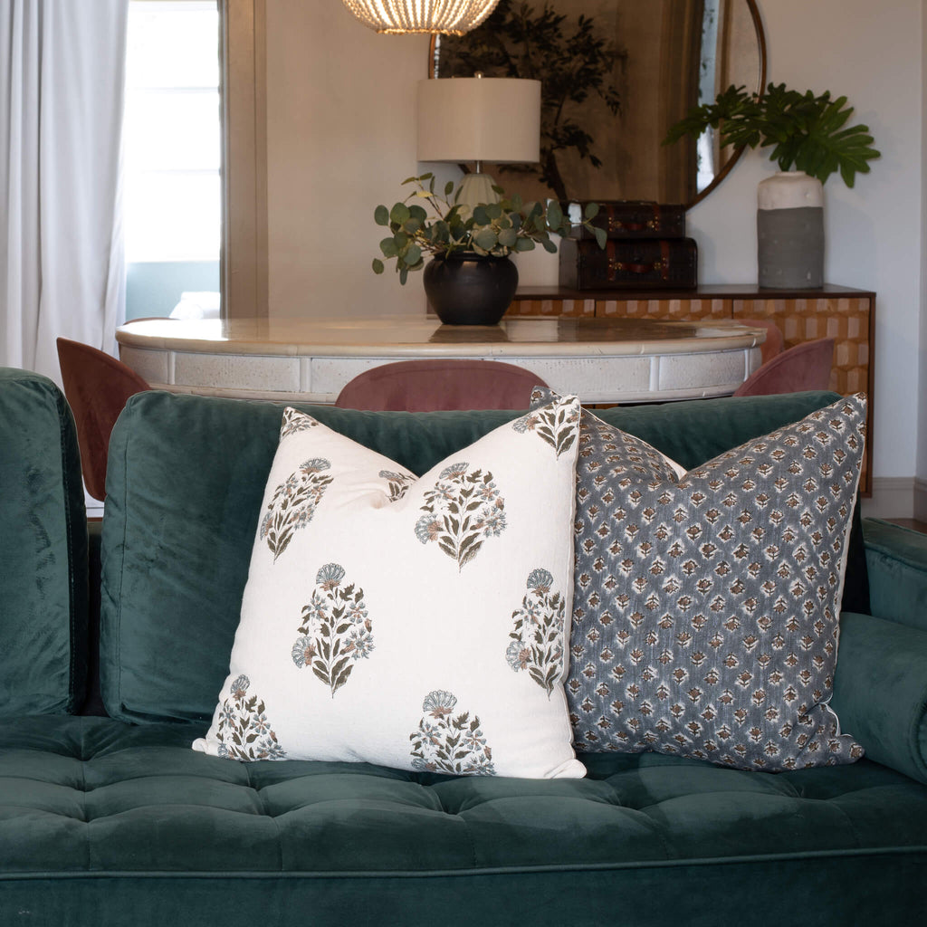 Limited Edition Aster Linen Pillow Cover With Florals