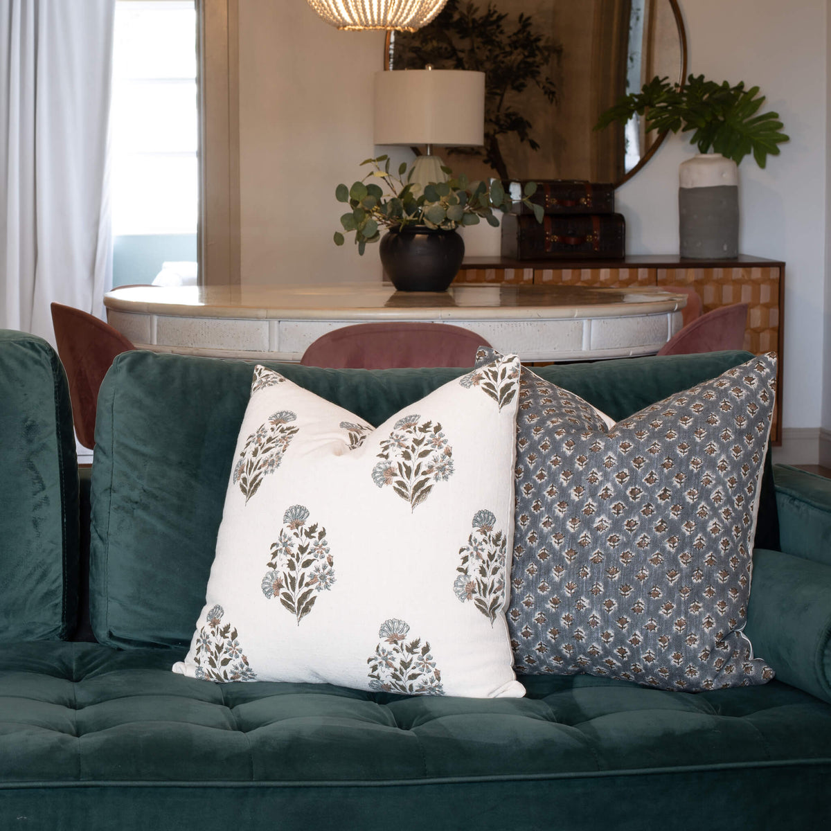 Limited Edition Aster Linen Pillow Cover With Florals