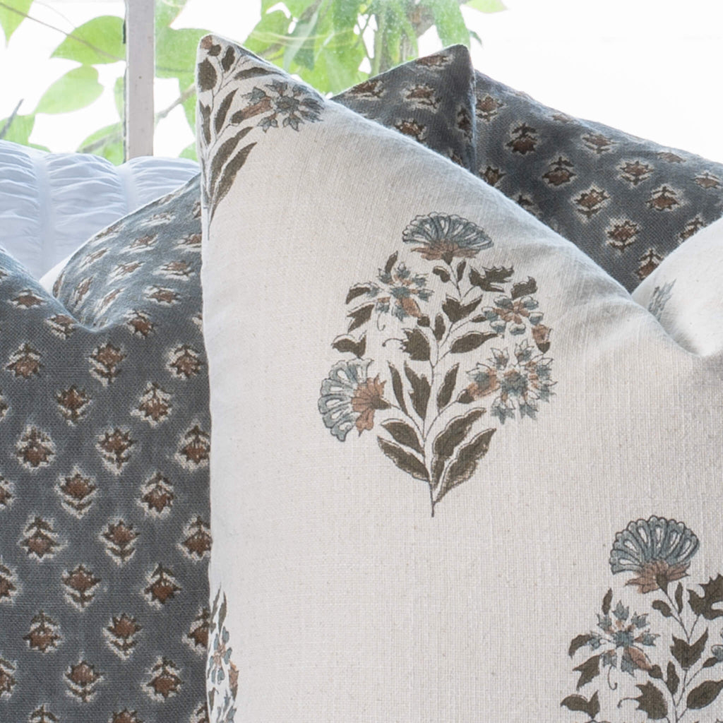 Limited Edition Aster Linen Pillow Cover With Florals
