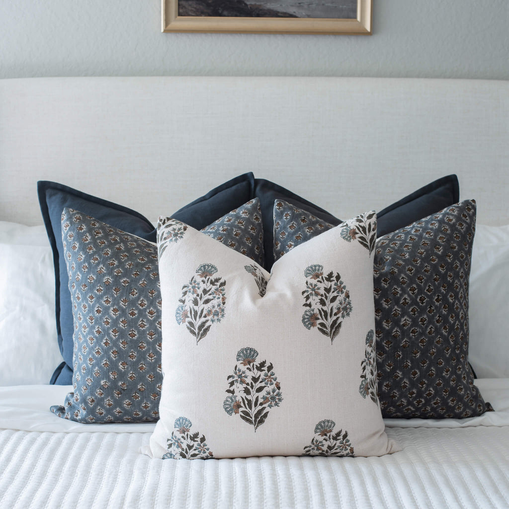 Limited Edition Aster Linen Pillow Cover With Florals