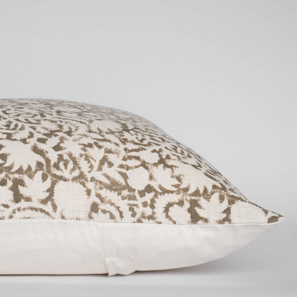 Curated Mustard Floral Block Printed Cotton Pillow Cover