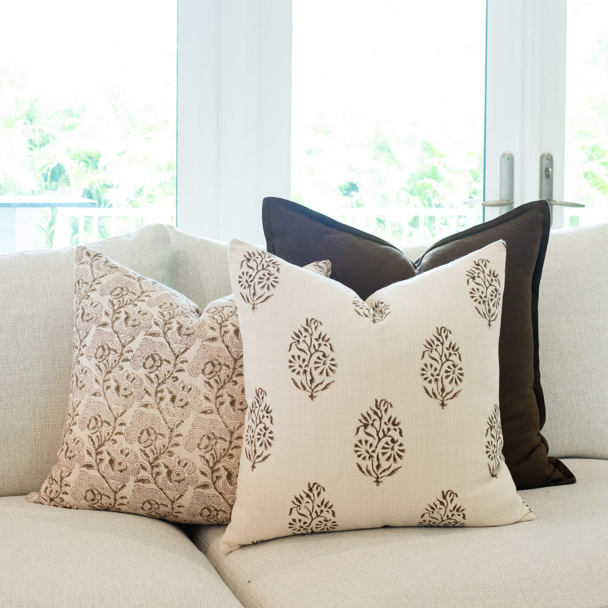 Magnolia Heritage Cotton Pillow Cover Burgundy Mustard