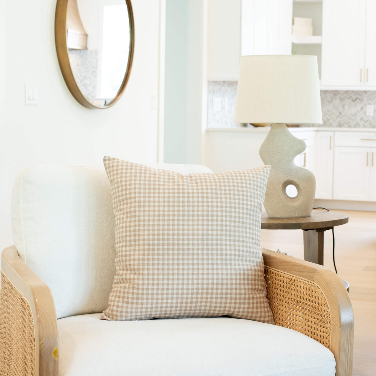 Catalina Bespoke Natural Cotton Gingham Pillow Cover