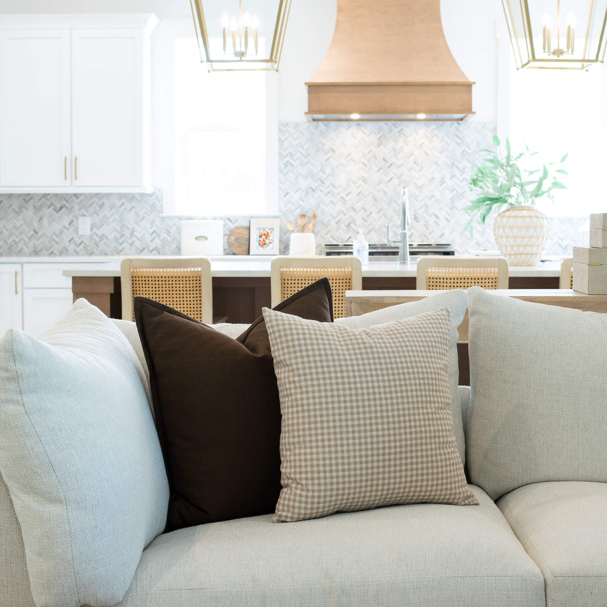 Catalina Bespoke Natural Cotton Gingham Pillow Cover