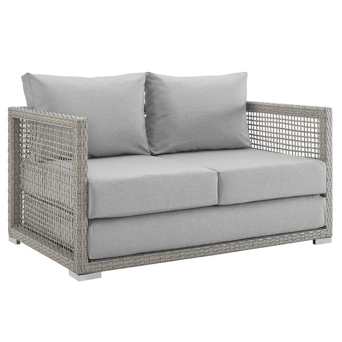 Modway Aura 3 Piece Gray Synthetic Outdoor Patio Wicker Set