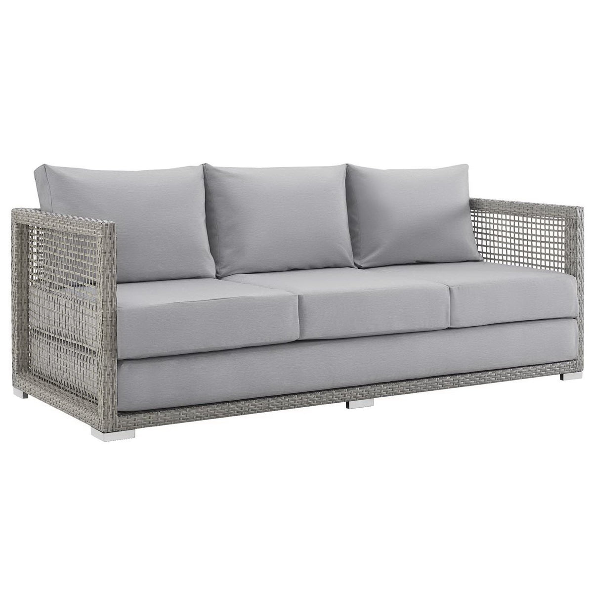 Modway Aura 3 Piece Gray Synthetic Outdoor Patio Wicker Set
