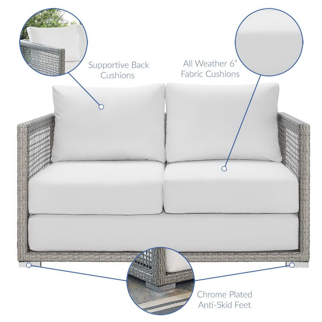 Modway Aura 3 Piece Gray Synthetic Outdoor Patio Wicker Set