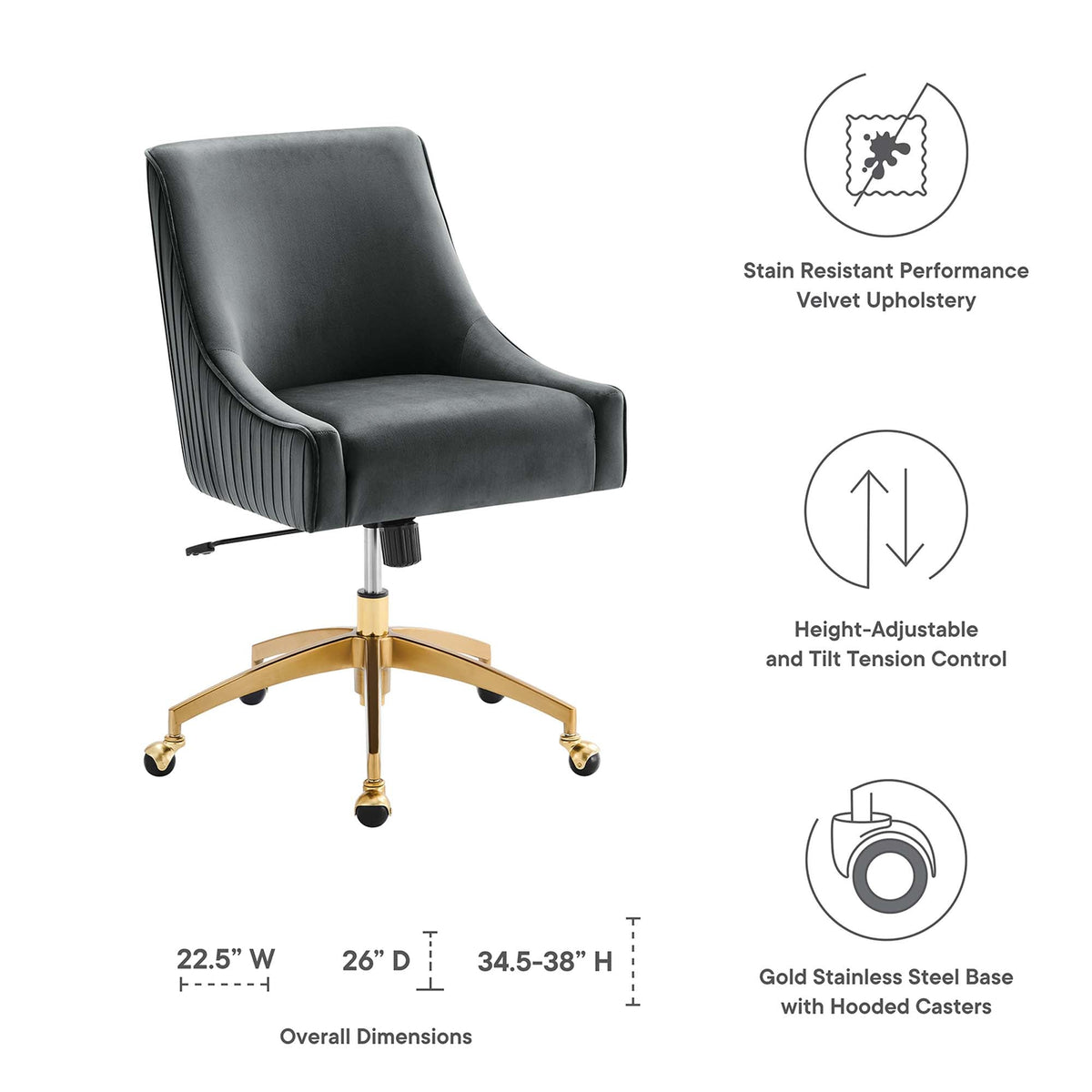 Modway Discern Performance Velvet Modern Office Chair