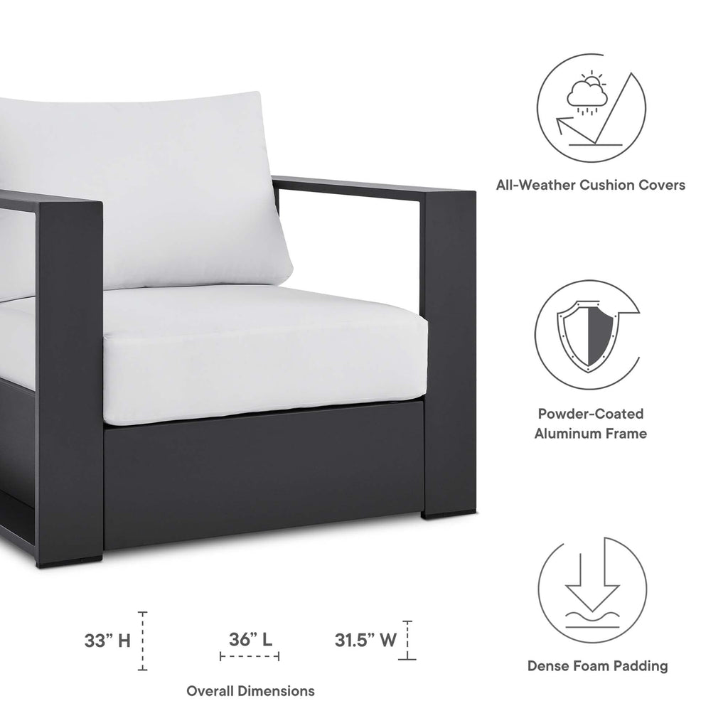 Modway Tahoe Outdoor Aluminum Armchair Weather Resistant Design