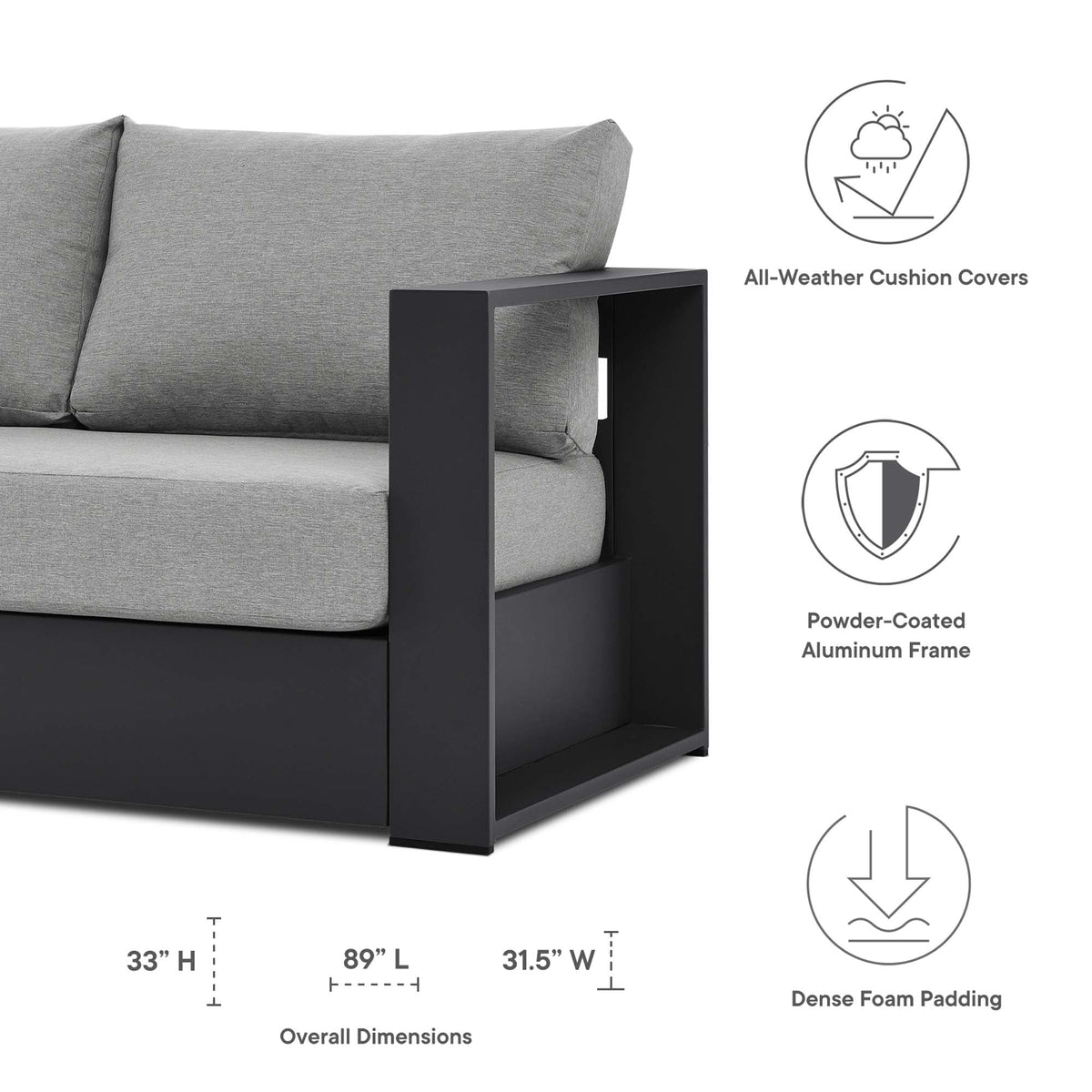 Modway Tahoe 4 Piece Powder Coated Aluminum Patio Set