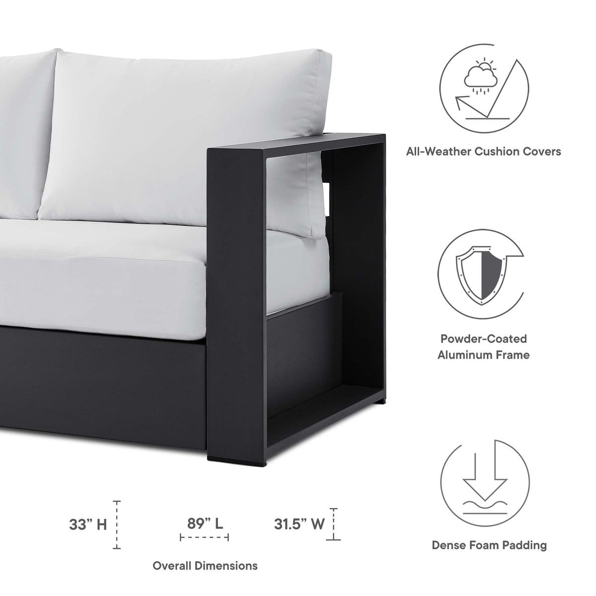 Modway Tahoe 4 Piece Powder Coated Aluminum Patio Set