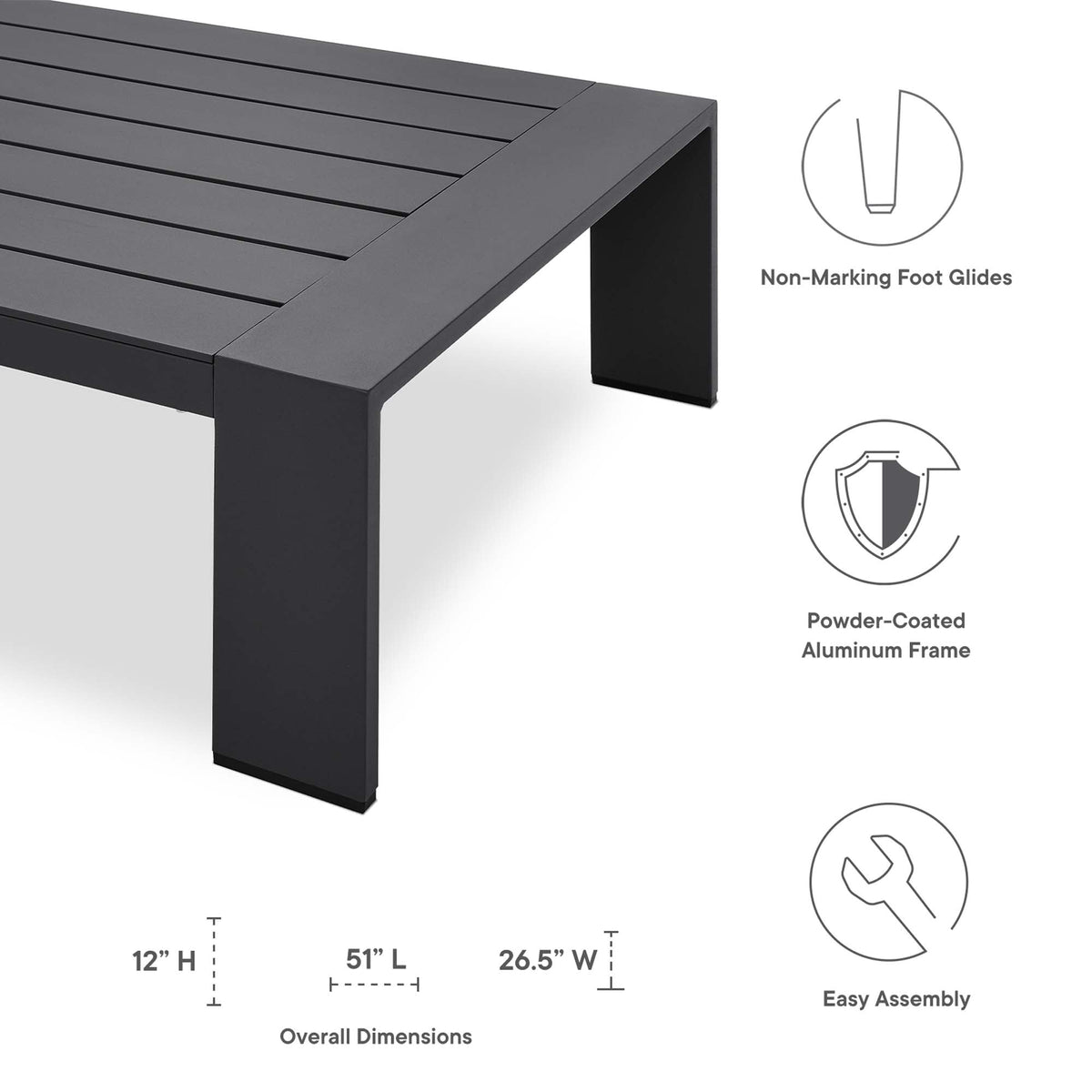 Modway Tahoe 4 Piece Powder Coated Aluminum Patio Set