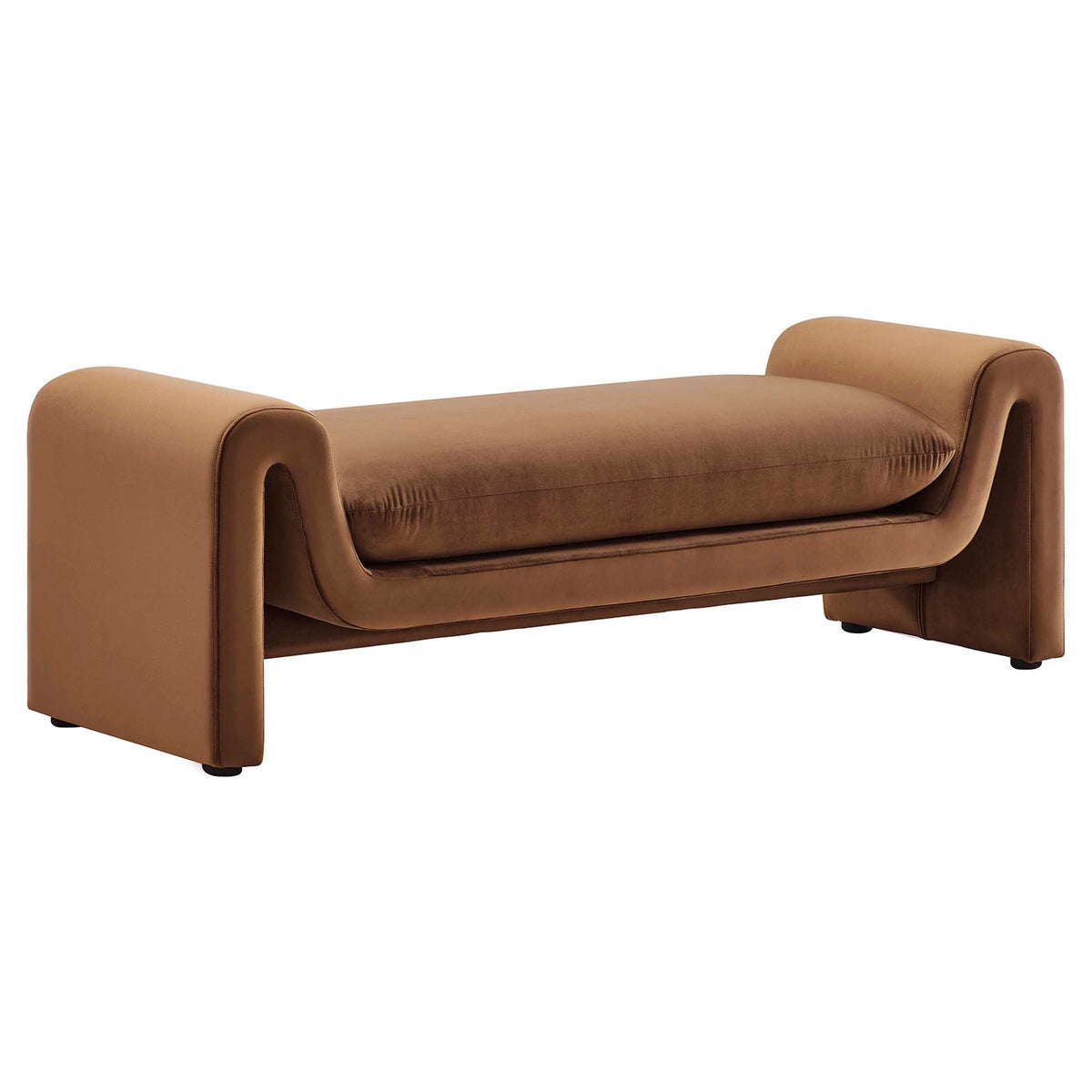 Modway Waverly Performance Velvet Accent Bench Brown
