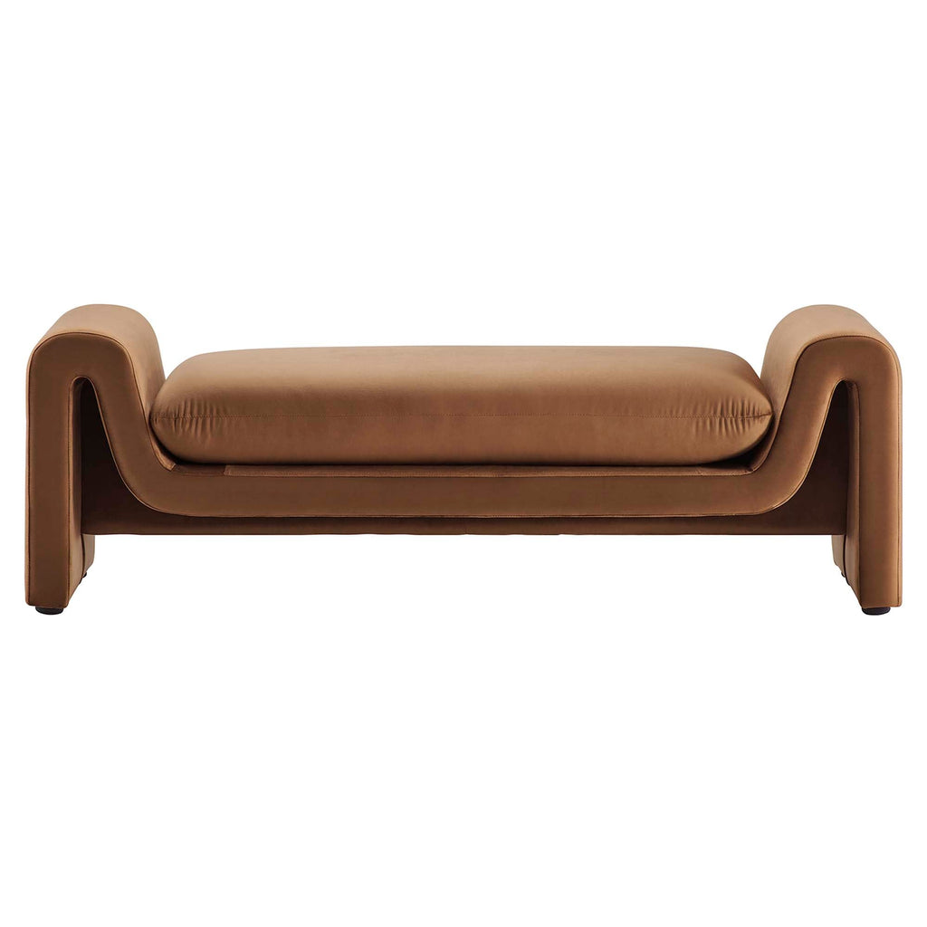 Modway Waverly Performance Velvet Accent Bench Brown