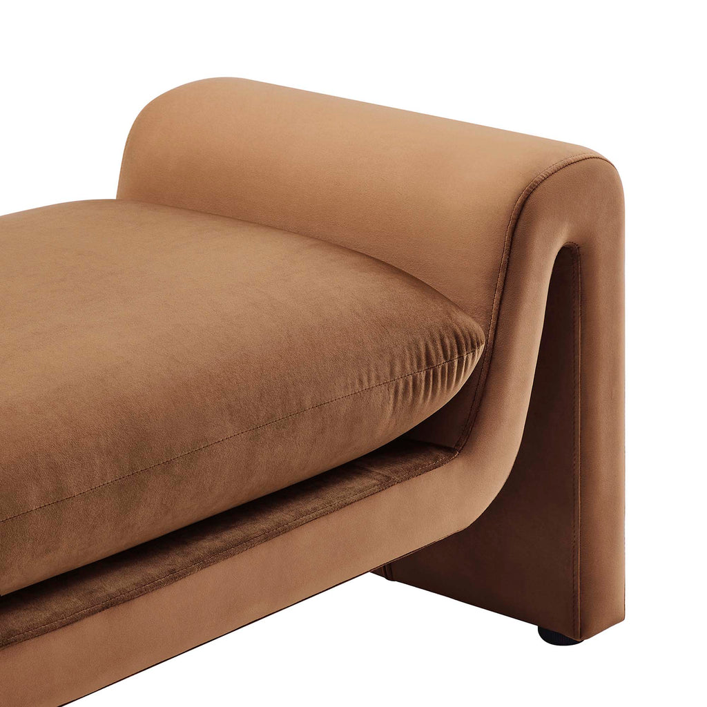 Modway Waverly Performance Velvet Accent Bench Brown