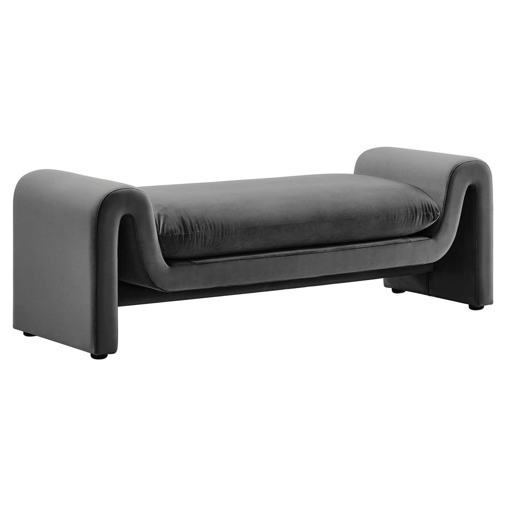 Modway Waverly Performance Velvet Accent Bench Brown