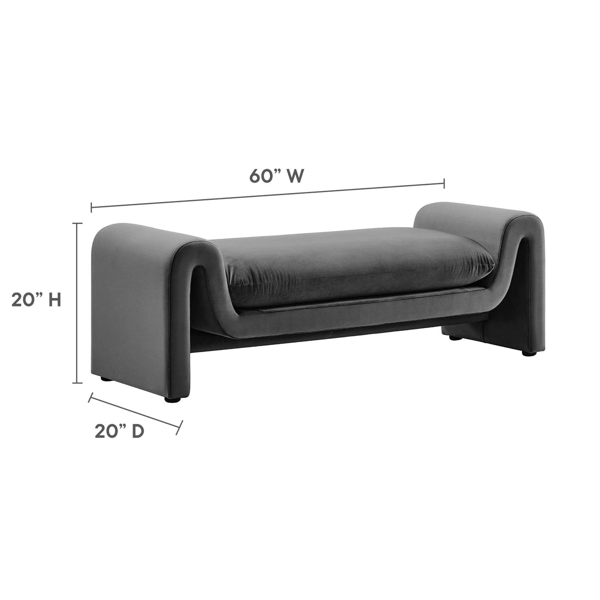 Modway Waverly Performance Velvet Accent Bench Brown