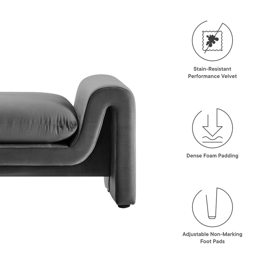 Modway Waverly Performance Velvet Accent Bench Brown