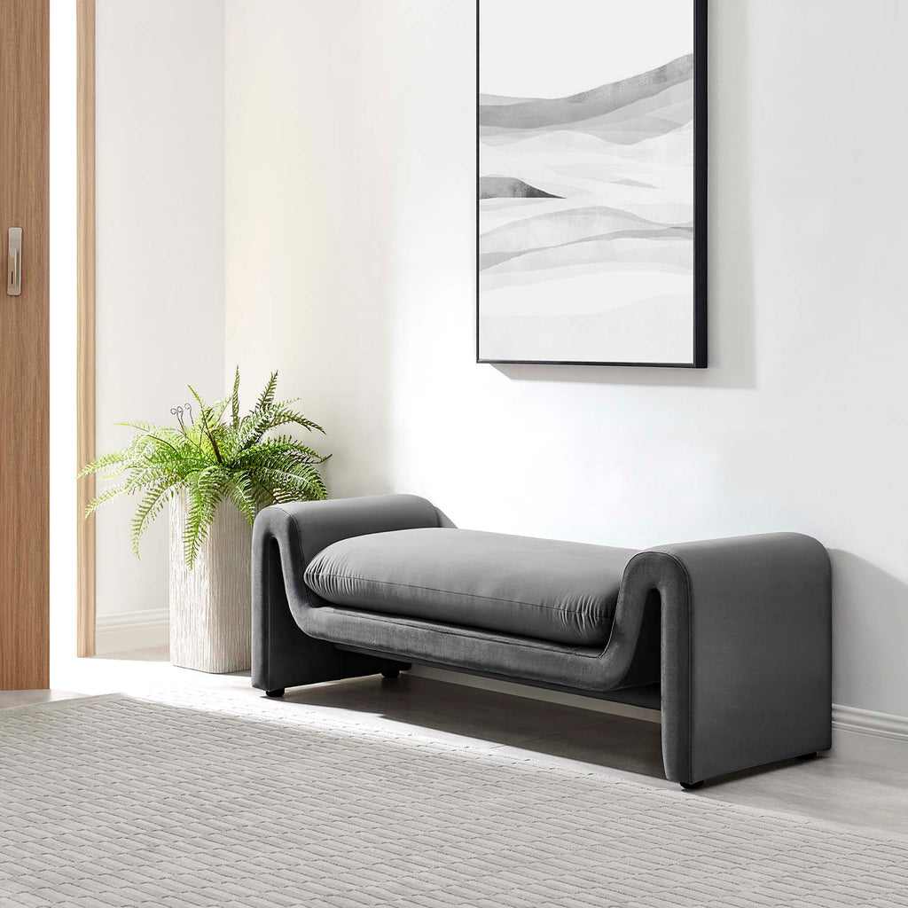 Modway Waverly Performance Velvet Accent Bench Brown