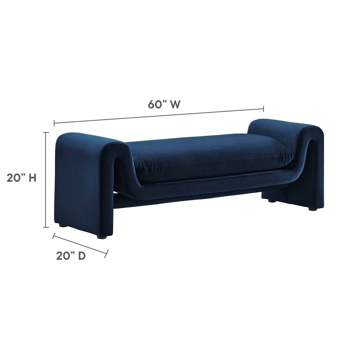 Modway Waverly Performance Velvet Accent Bench Brown
