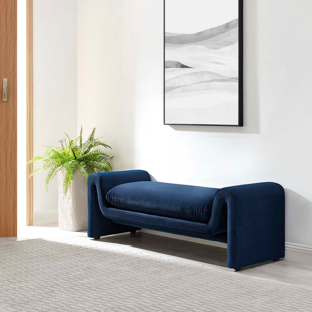 Modway Waverly Performance Velvet Accent Bench Brown