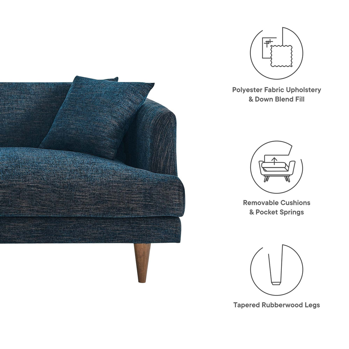 Modway Zoya Down Filled Overstuffed Sofa With Deep Seating