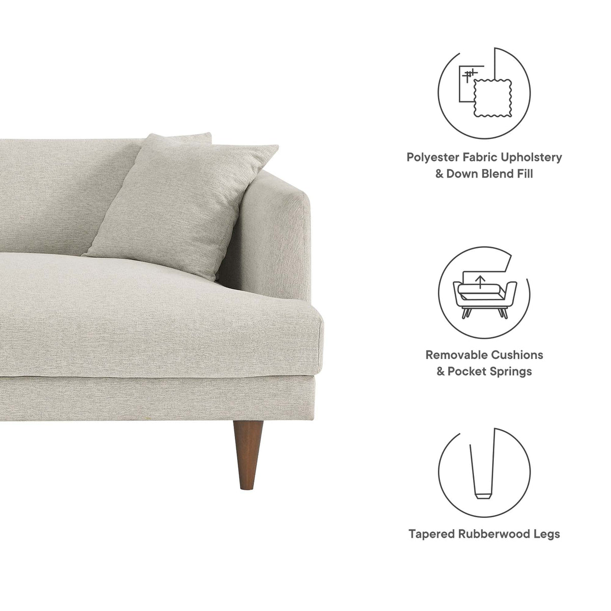Modway Zoya Down Filled Overstuffed Sofa With Deep Seating