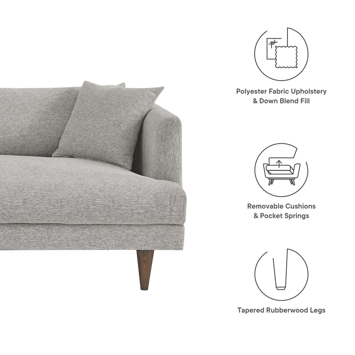 Modway Zoya Down Filled Overstuffed Sofa With Deep Seating