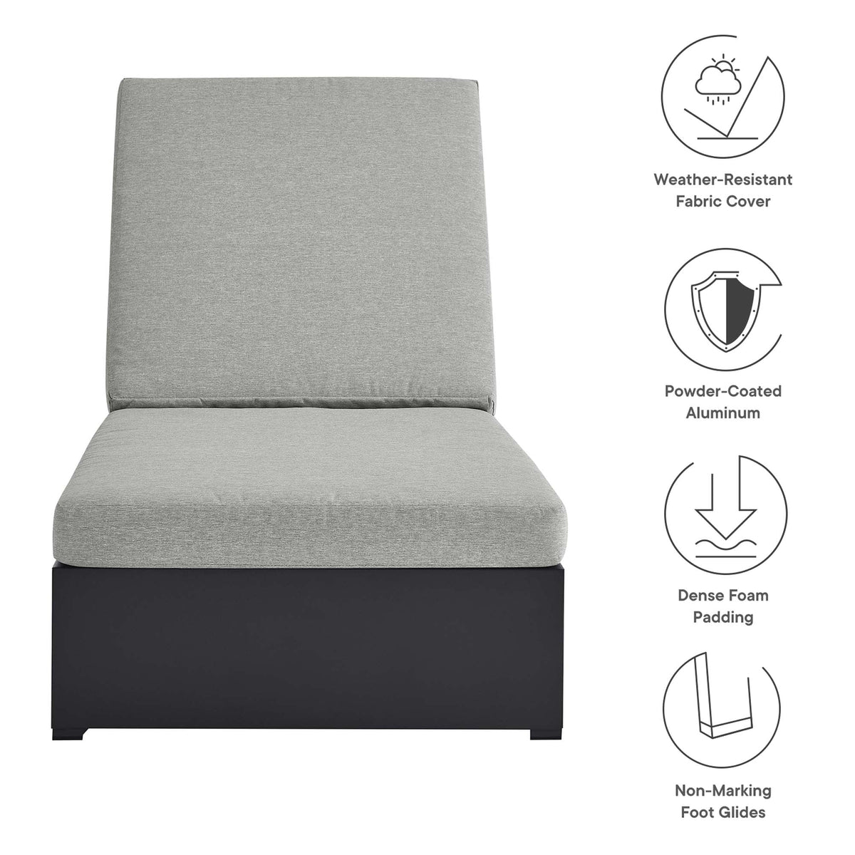 Modway Tahoe Outdoor Powder Coated Aluminum Chaise Lounge