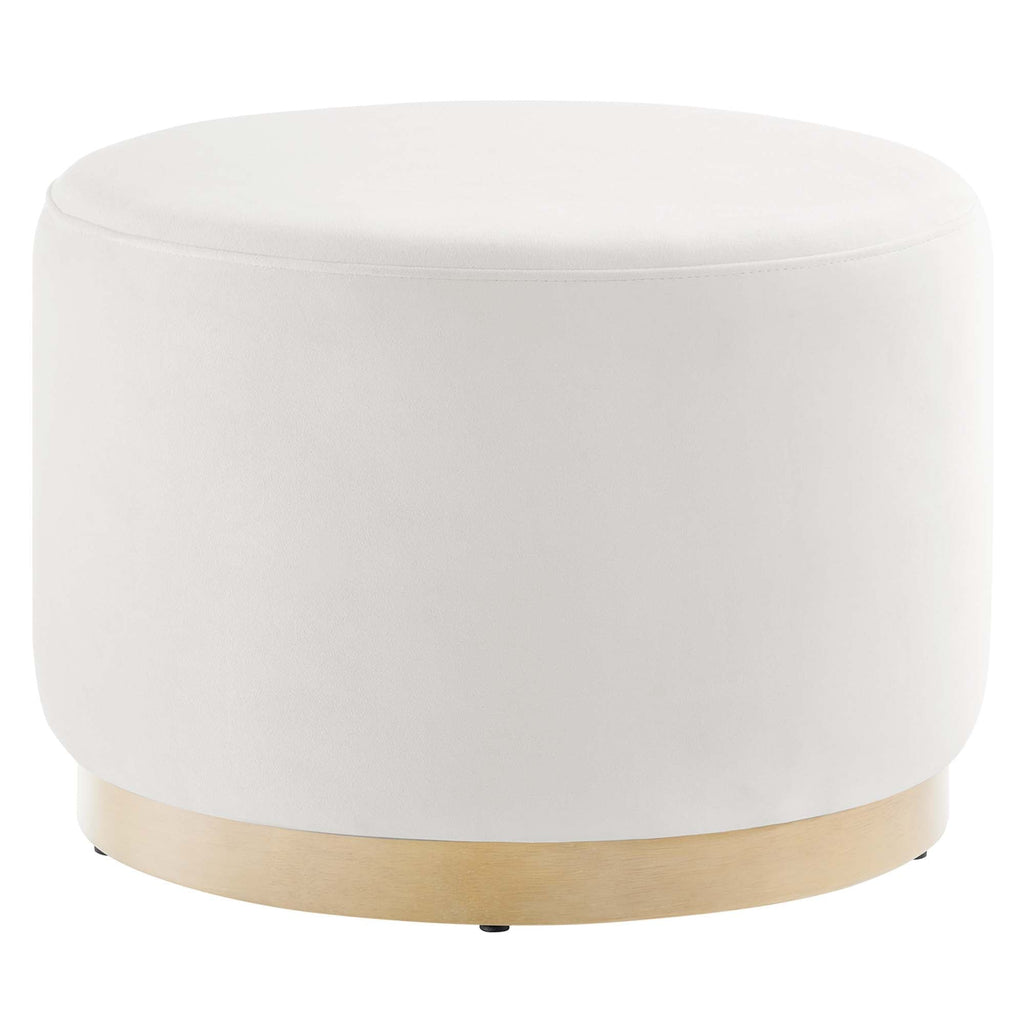 Tilden Performance Velvet Ottoman 23 Inch Round Stain Resistant
