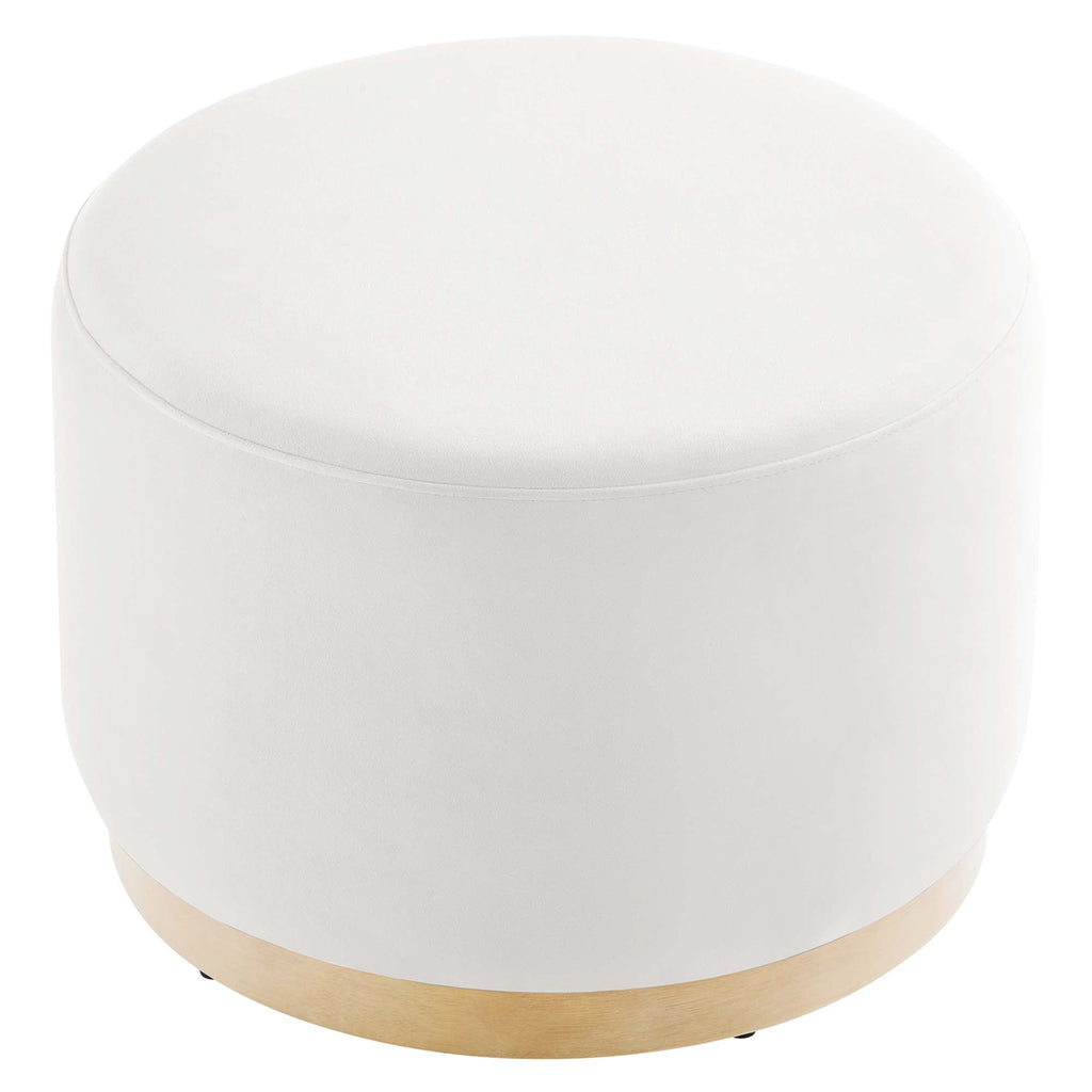 Tilden Performance Velvet Ottoman 23 Inch Round Stain Resistant