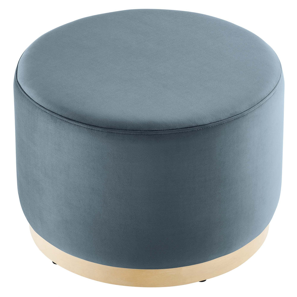 Tilden Performance Velvet Ottoman 23 Inch Round Stain Resistant
