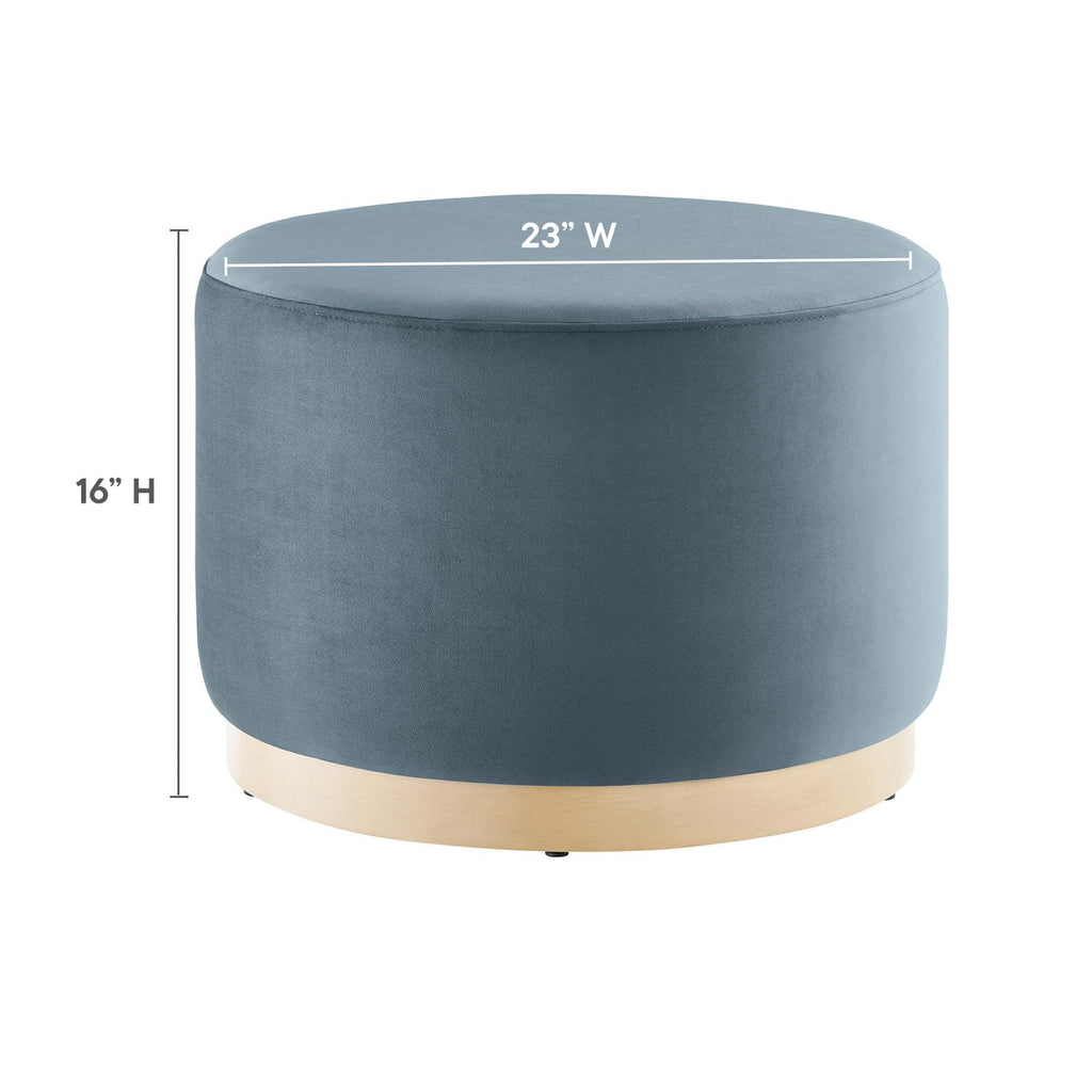 Tilden Performance Velvet Ottoman 23 Inch Round Stain Resistant
