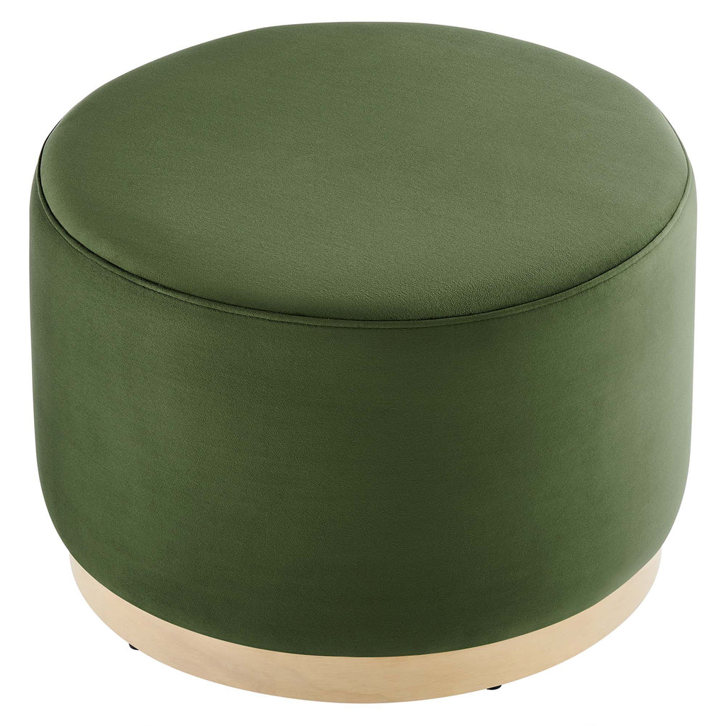 Tilden Performance Velvet Ottoman 23 Inch Round Stain Resistant