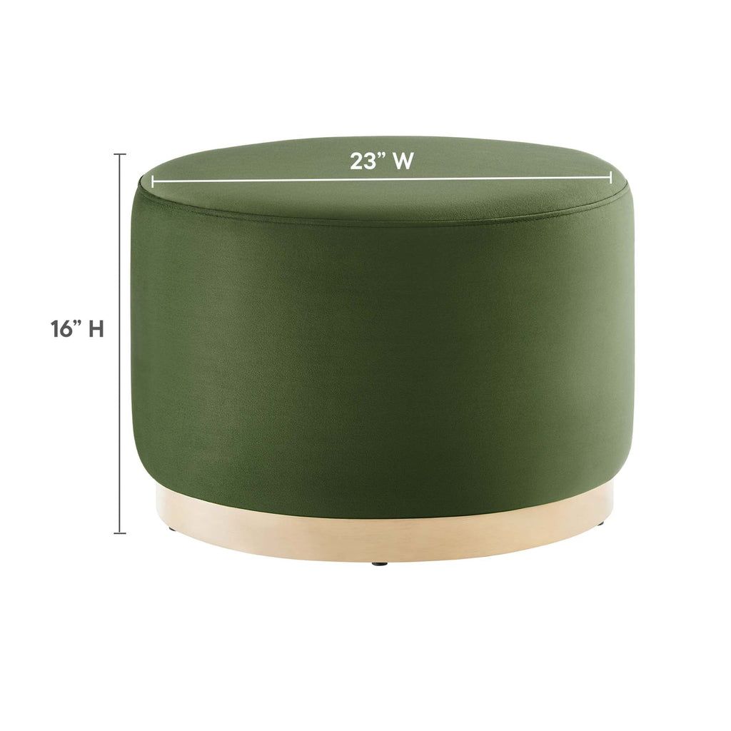 Tilden Performance Velvet Ottoman 23 Inch Round Stain Resistant