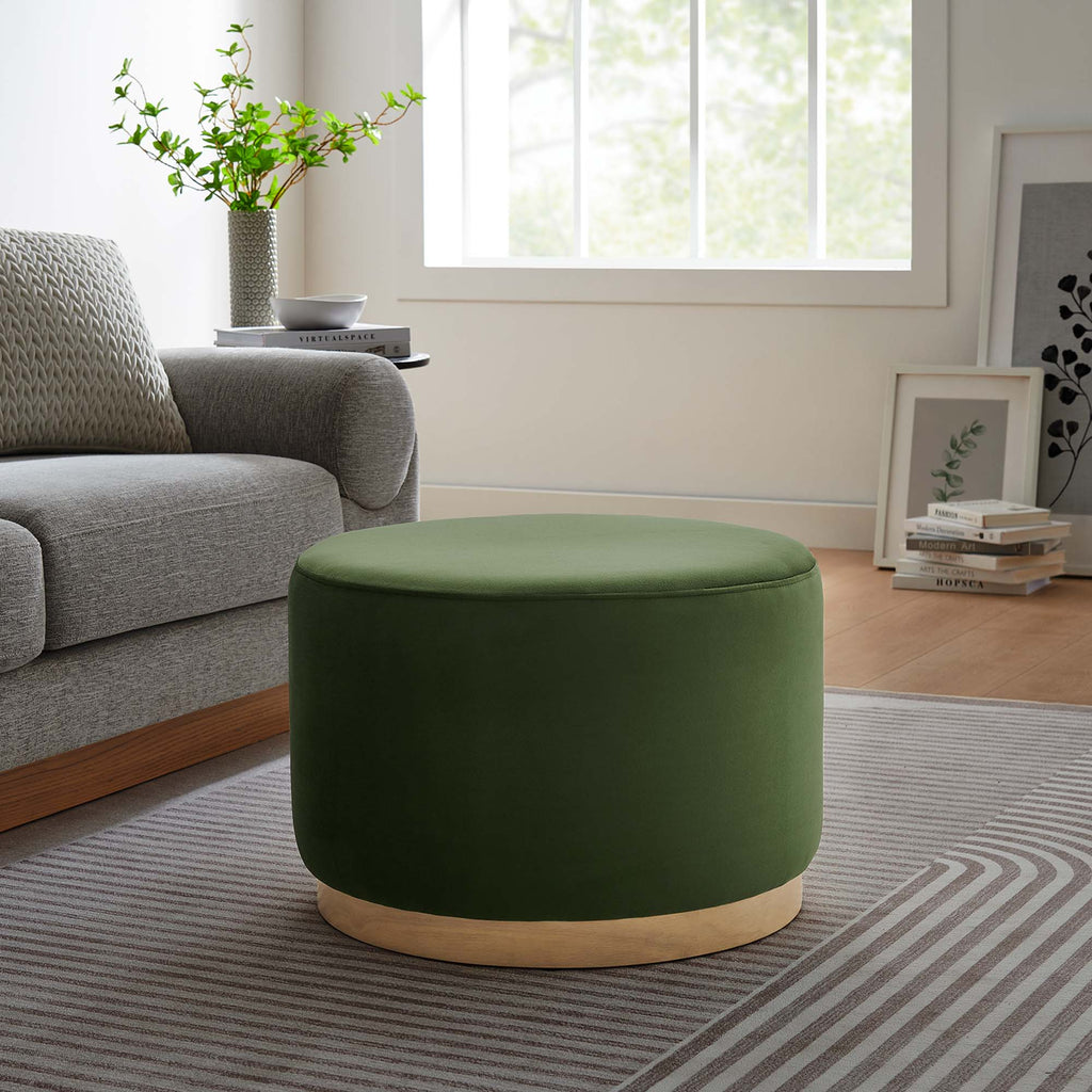 Tilden Performance Velvet Ottoman 23 Inch Round Stain Resistant